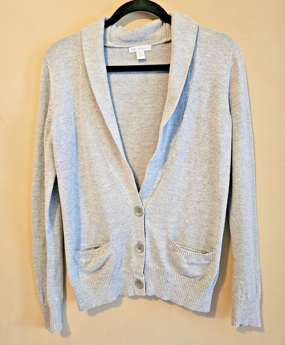 Gap Womens Gray Cardigan Sweater Size small  Made With Cashmere